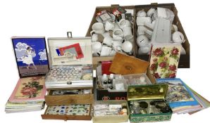 Large collection of paints and accessories for decorating pottery and ceramics