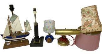 Collection of lamps to include brass desk light