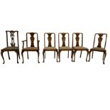 Set five (4+1) hardwood dining chairs