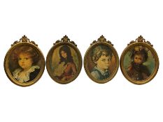 Set of four 20th century Italian oval portrait prints in gilt frames (4)