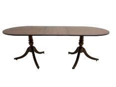 Regency design mahogany twin pedestal dining table