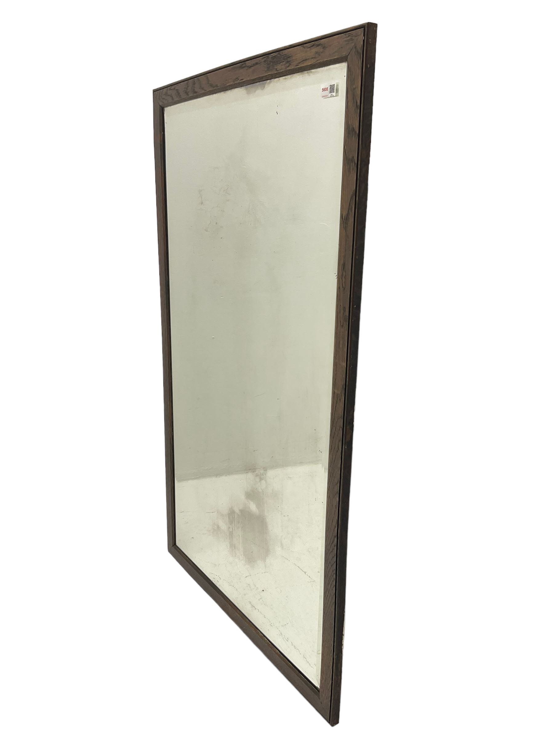 Oak framed mirror with rectangular bevelled plate - Image 2 of 2