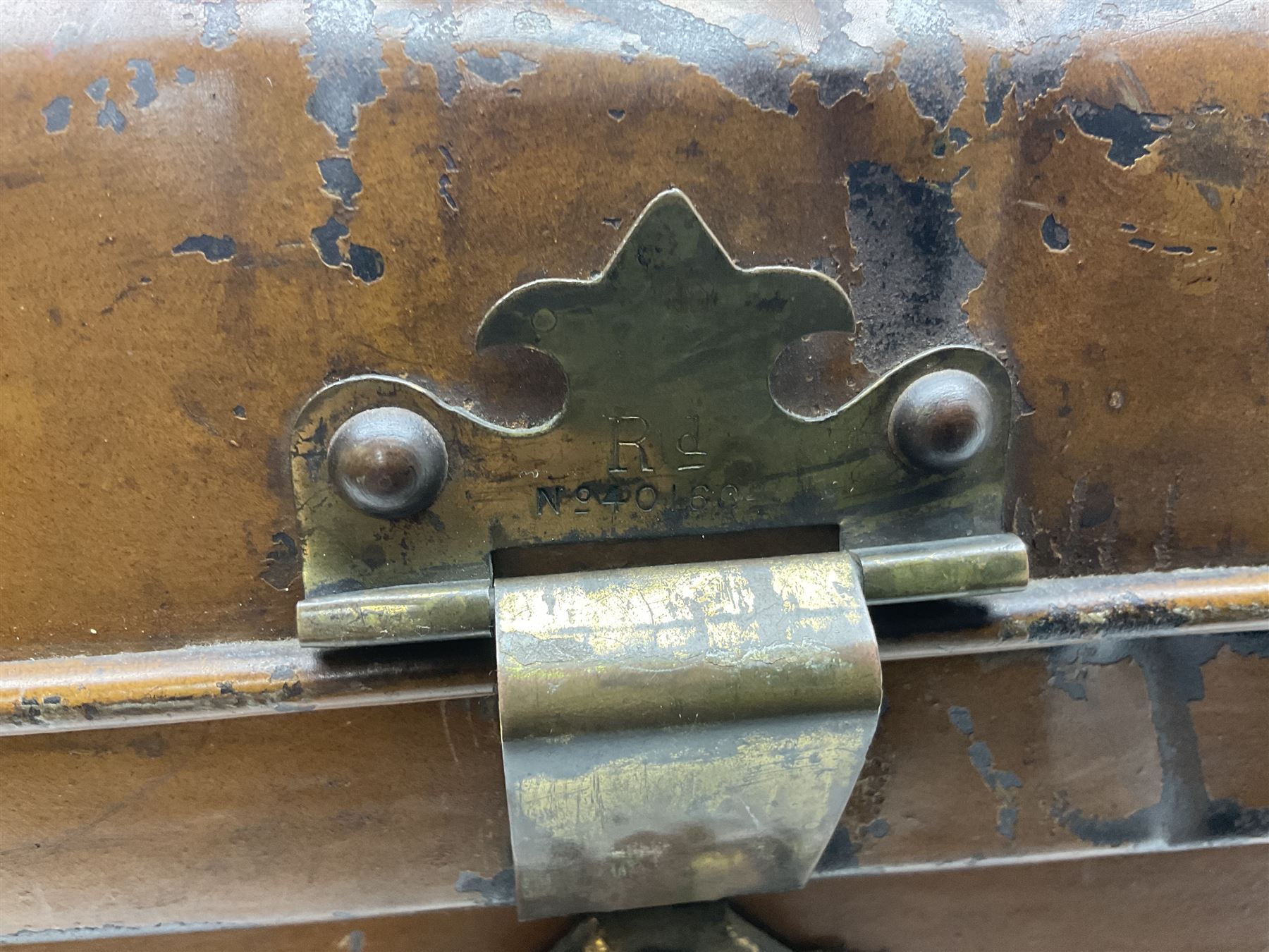 Painted metal travelling trunk and a black case - Image 6 of 6