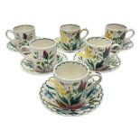 Set of six Midwinter Stylecraft Bella Vista coffee cups and saucers