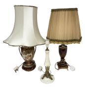 Three table lamps to include oriental style ceramic example