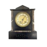 19th century Belgium slate mantle clock- with a rack striking movement striking on a gong.