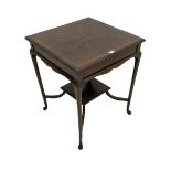 Edwardian inlaid mahogany square occasional table