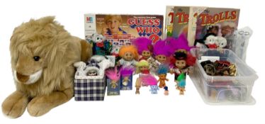 Collection of various toys to include Troll dolls