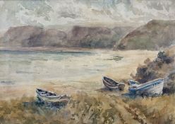 Frank Rousse (British fl.1897-1917): Cobles on the Bank at Runswick Bay