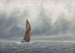 Jerry S Waide (British 1948-): Yawl off Flamborough Head