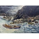 Harley (British 20th century): Lifeboat off the Rocks