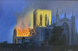 W Hague (British Contemporary): The York Minster Fire of 1984