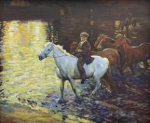 After Sir Alfred James Munnings (British 1878-1959): 'Evening at the Ford'