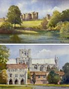 Kenneth W Burton (British 1946-): 'Alnwick Castle - Northumberland' and 'Winchester Cathedral'