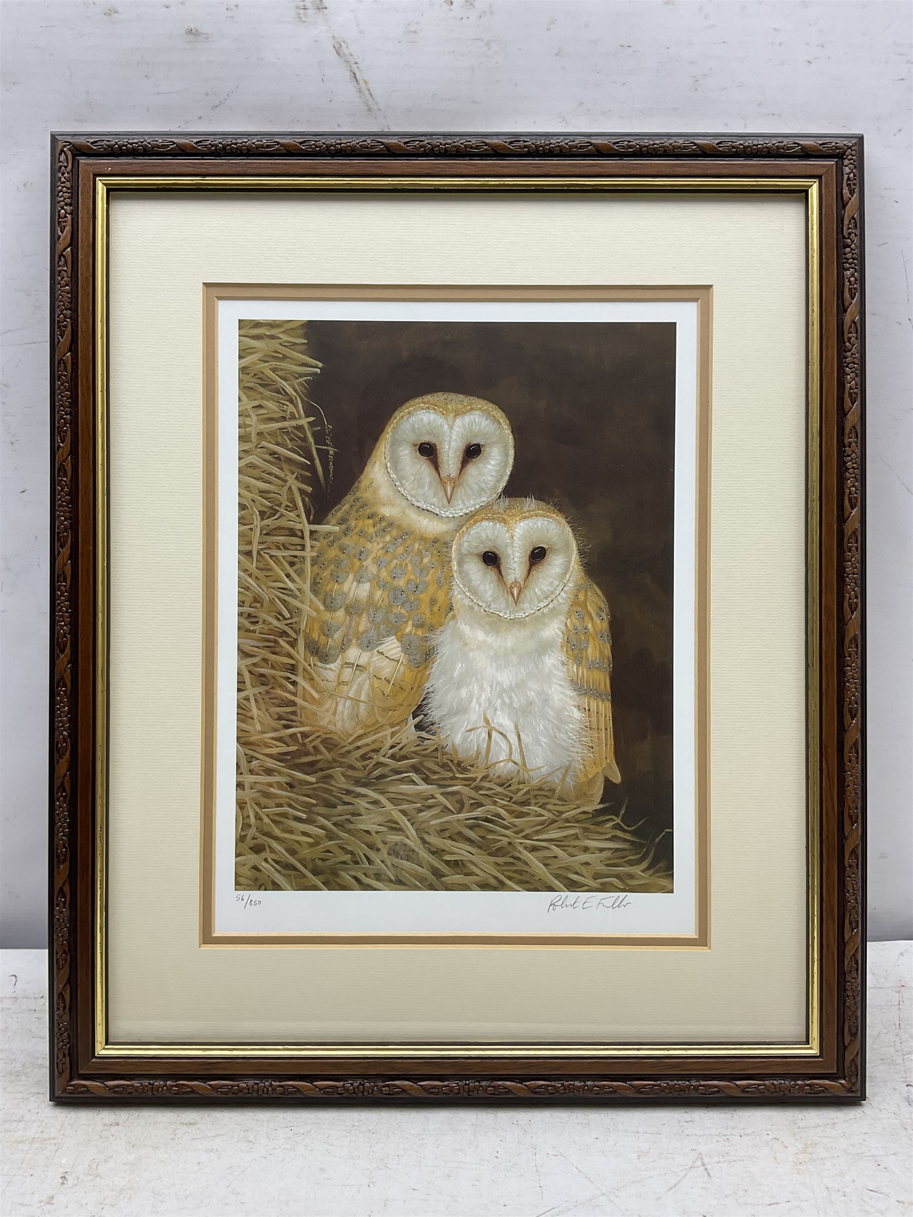 Robert E Fuller (British 1972-): 'Owls Snuggled Up' - Image 2 of 2