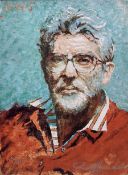 Rolf Harris (Australian 1930-): 'Self Portrait in Striped Shirt'