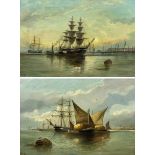 G Roberts (19th/20th century): Shipping in the Port of London & Companion