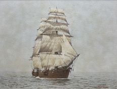 Roger Davies (British 1945-): 'Golden Sea' - Schooner in Full Sail
