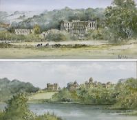 Kenneth W Burton (British 1946-): 'Rievaulx Abbey' and 'Castle Howard'