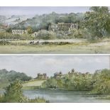 Kenneth W Burton (British 1946-): 'Rievaulx Abbey' and 'Castle Howard'