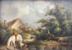 Continental School (20th century): Horse and Rider in a Village Scene