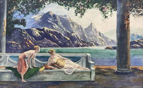 Art Deco School (Early 20th century): 'Golden Dawn' - Ladies in a Mountain Landscape