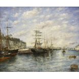 After Charles James Lauder (British 1841-1920): Shipping in a Harbour