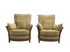 Ercol - pair elm and beech 'Renaissance' armchairs