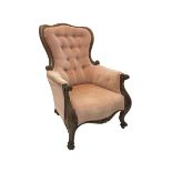 Victorian walnut framed armchair