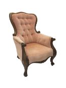 Victorian walnut framed armchair