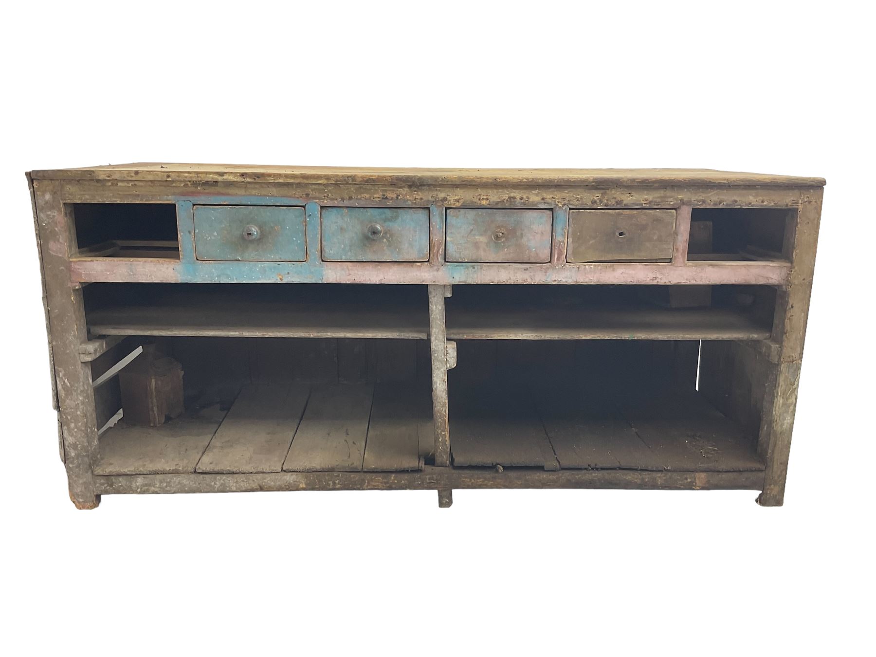 Early 20th century rustic pine workman's bench