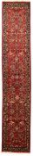 Central Persian Kashan crimson ground runner rug