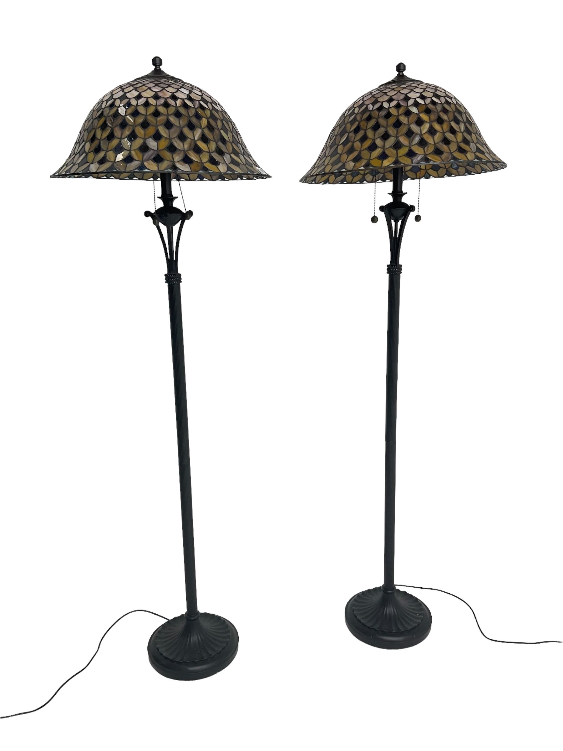 Pair ebonised metal standard lamps - Image 3 of 3