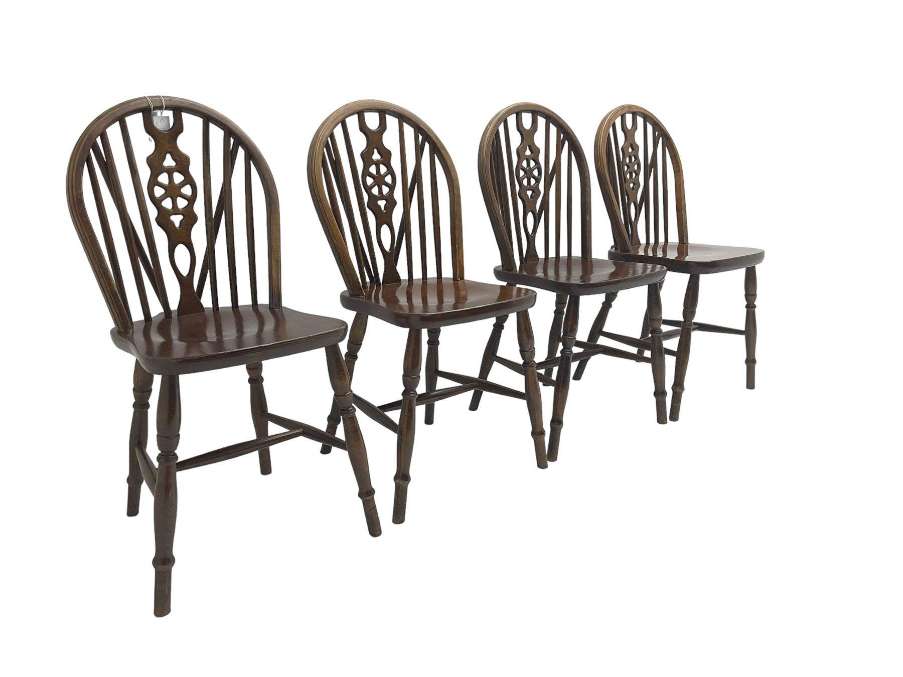 Set four oak wheel-back dining chairs - Image 5 of 6