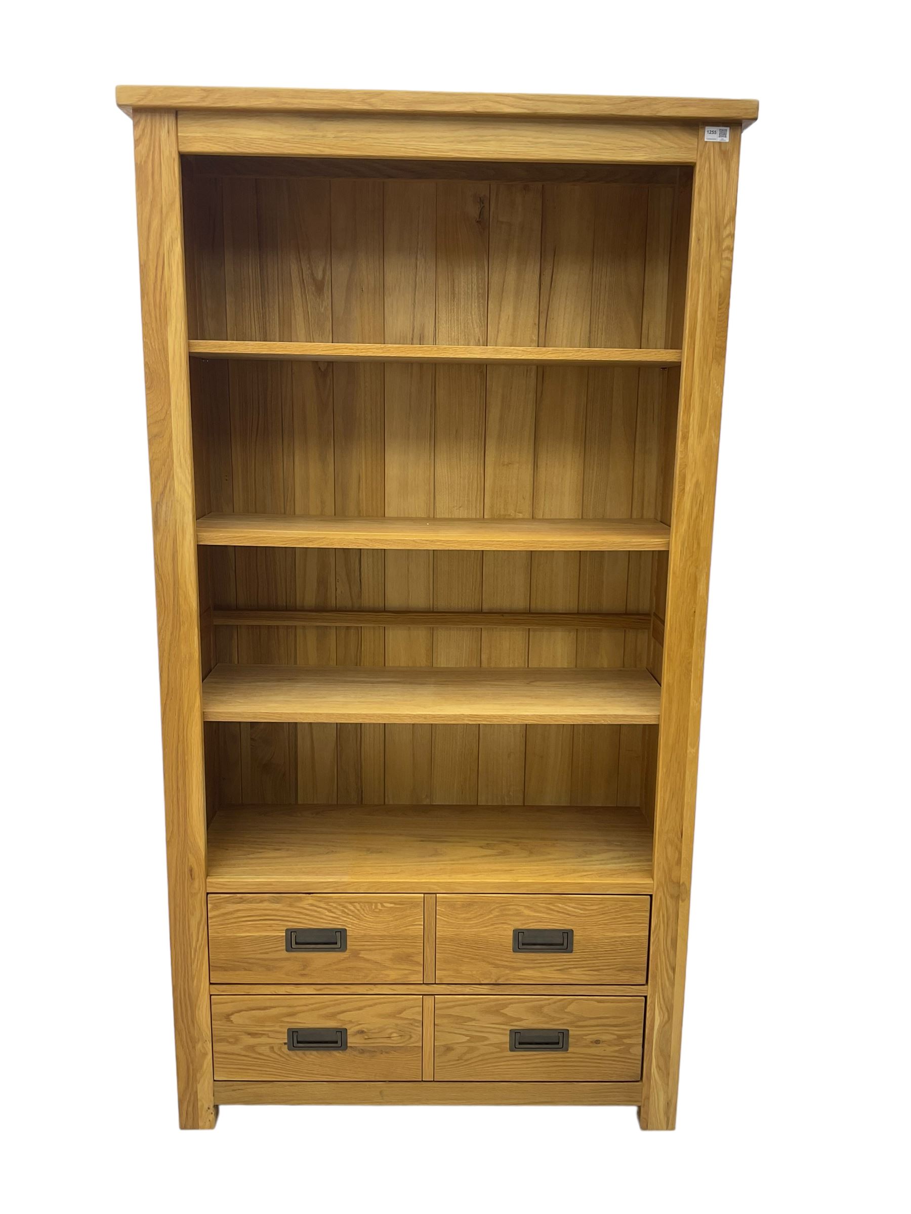 'Galloway' oak open wide bookcase