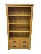 'Galloway' oak open wide bookcase