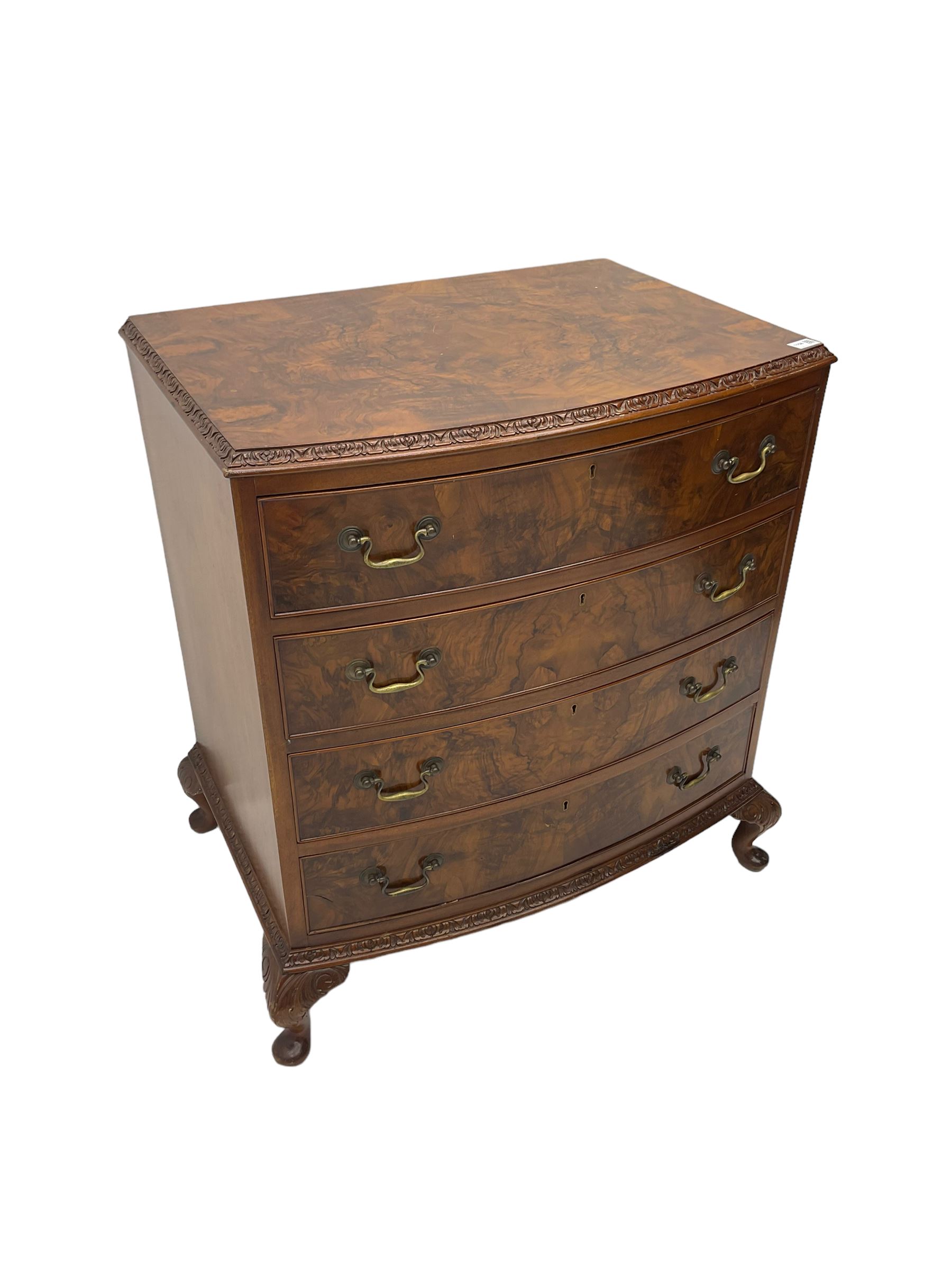 Mid-20th century walnut bow-front chest - Image 6 of 6