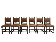 Set six early early 20th century oak dining chairs