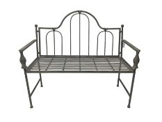 Gothic design black finish wrought metal bench