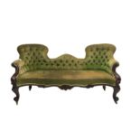 Victorian rosewood framed serpentine settee