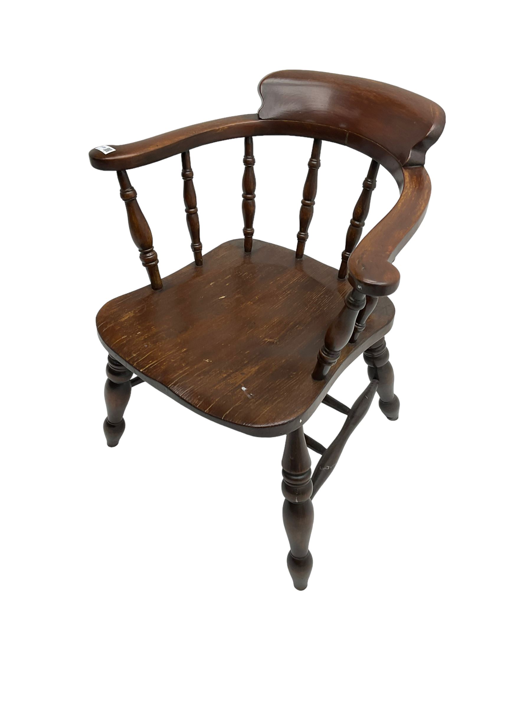 20th century elm and beech Captain's elbow chair - Image 6 of 6