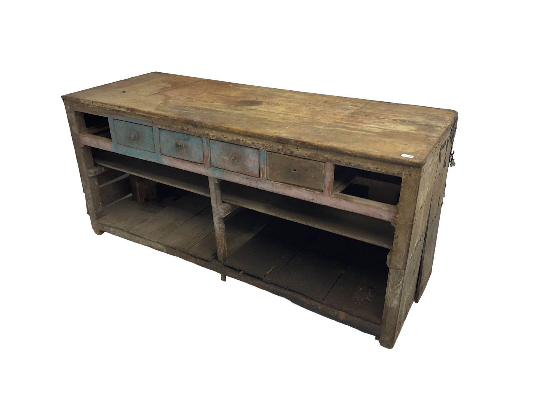 Early 20th century rustic pine workman's bench - Image 2 of 5