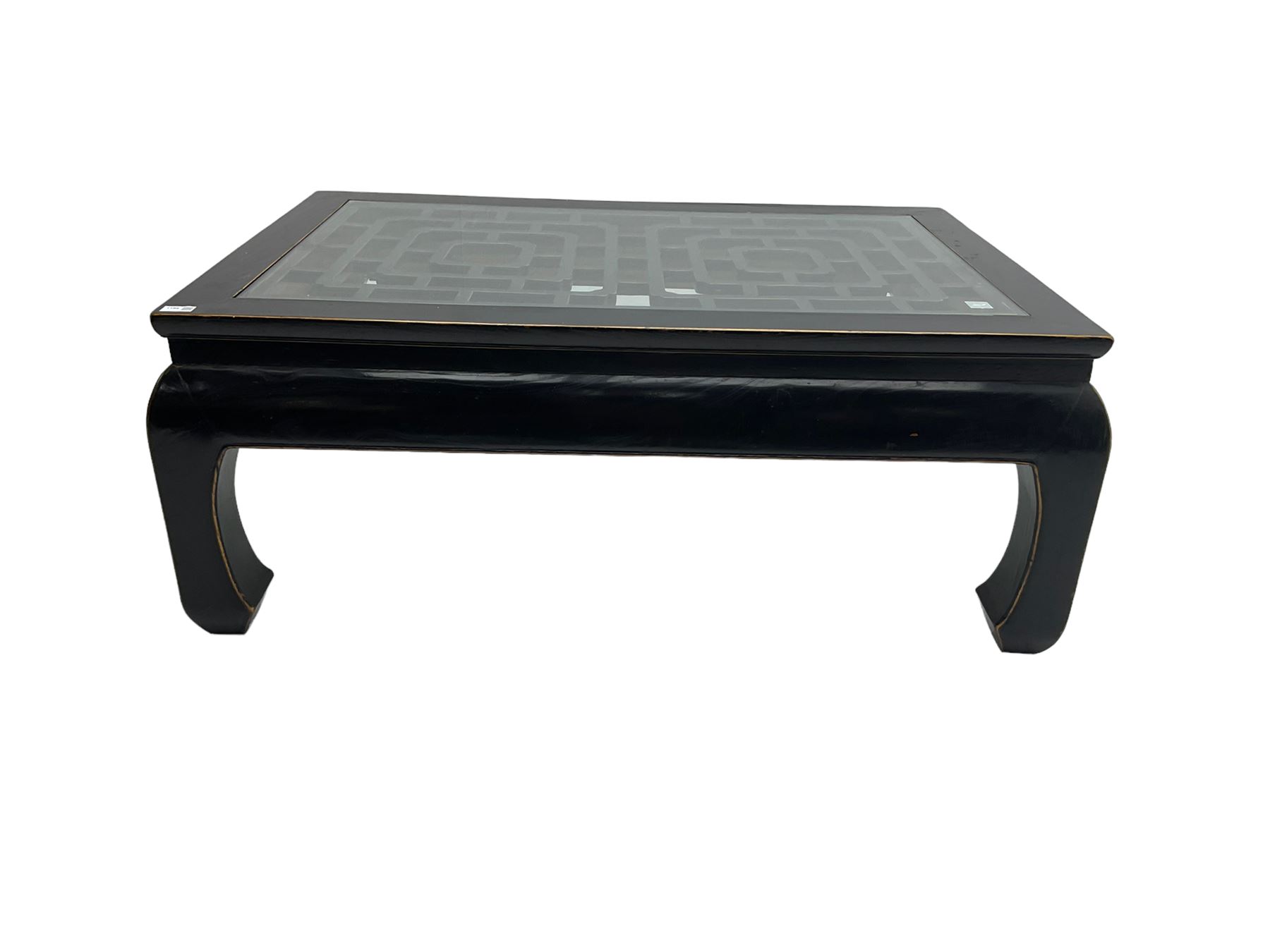 Chinese ebonised rectangular coffee table