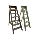 Early 20th century pine library or shop step ladder