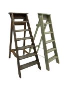 Early 20th century pine library or shop step ladder