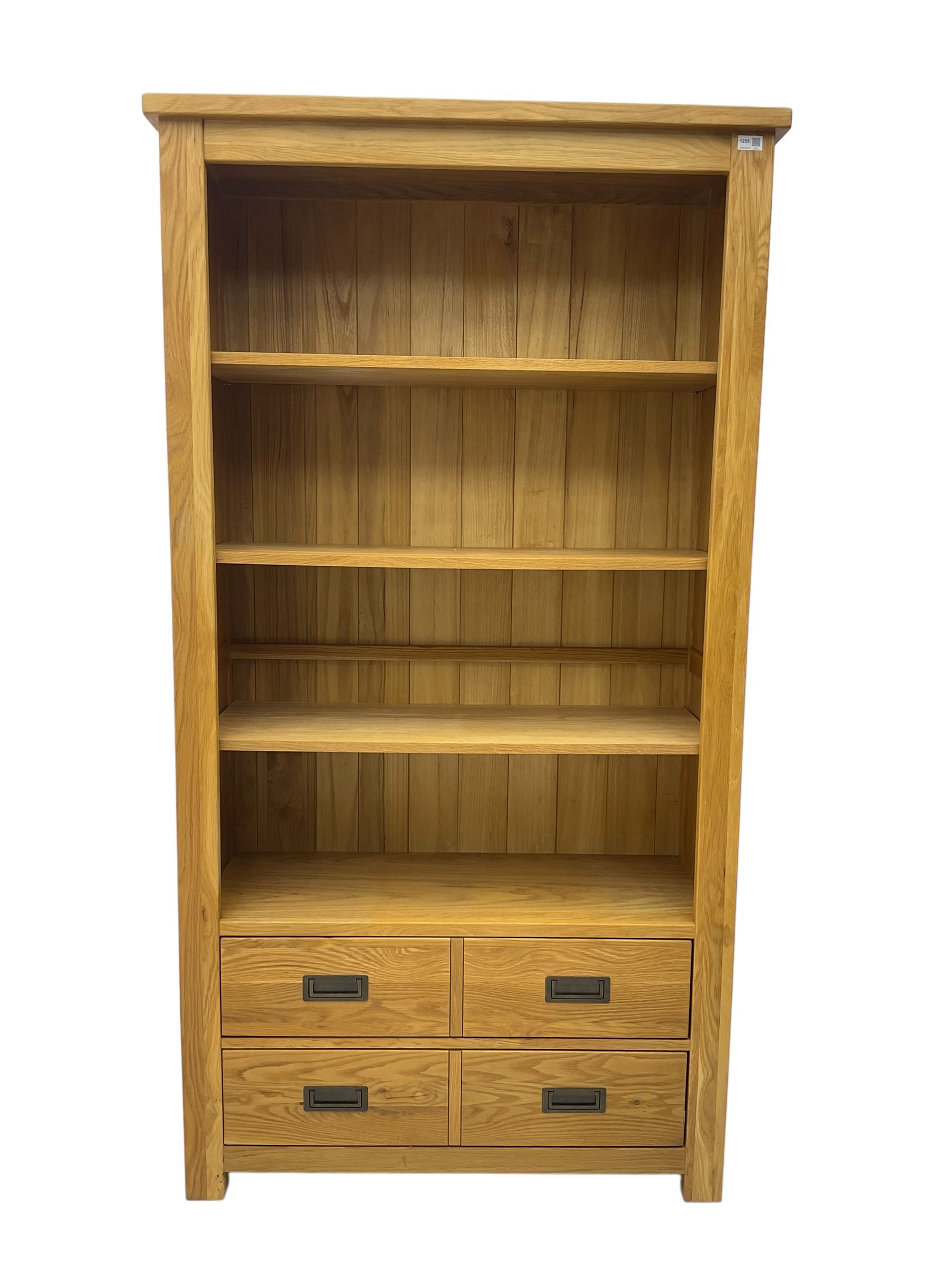 'Galloway' oak open wide bookcase - Image 2 of 7