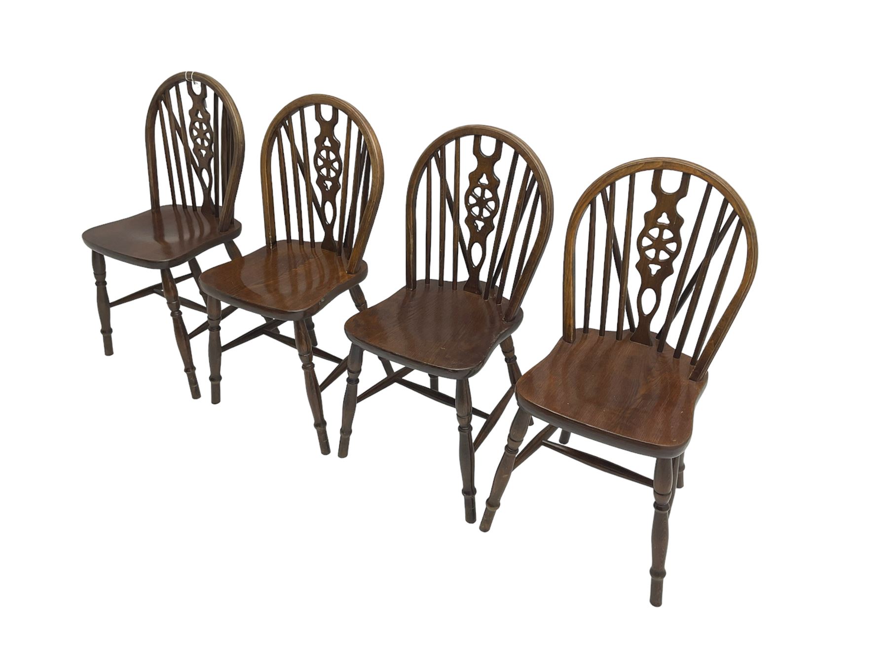 Set four oak wheel-back dining chairs - Image 6 of 6