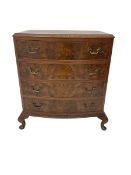 Mid-20th century walnut bow-front chest