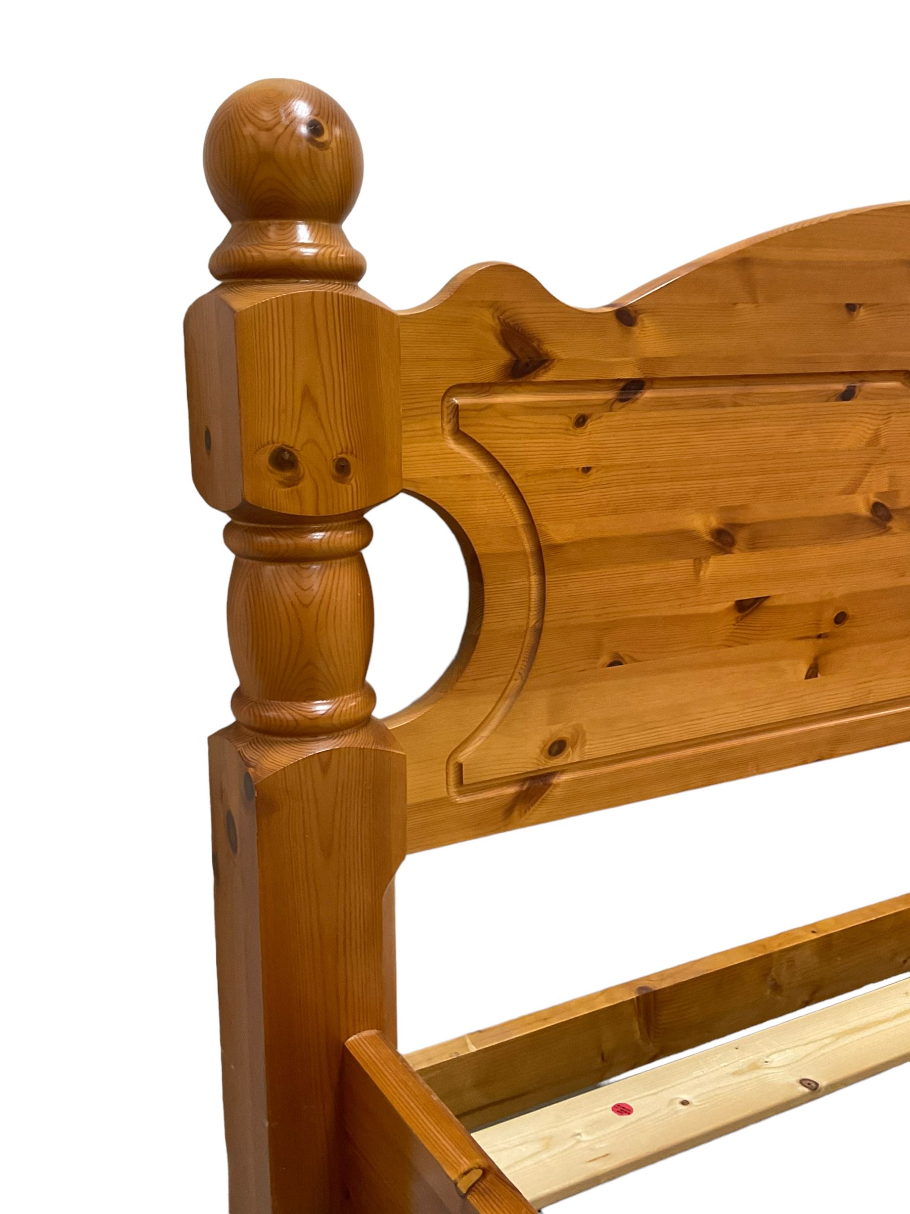 Polished pine 5' King-size bedstead - Image 2 of 2