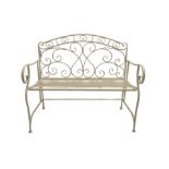 Regency design white finish metal garden bench